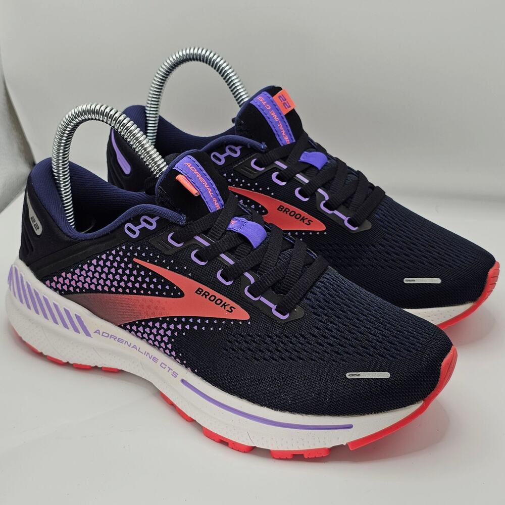 Brooks Adrenaline GTS 22 Black Purple Womens 6 Medium B UK 4 Running Shoes